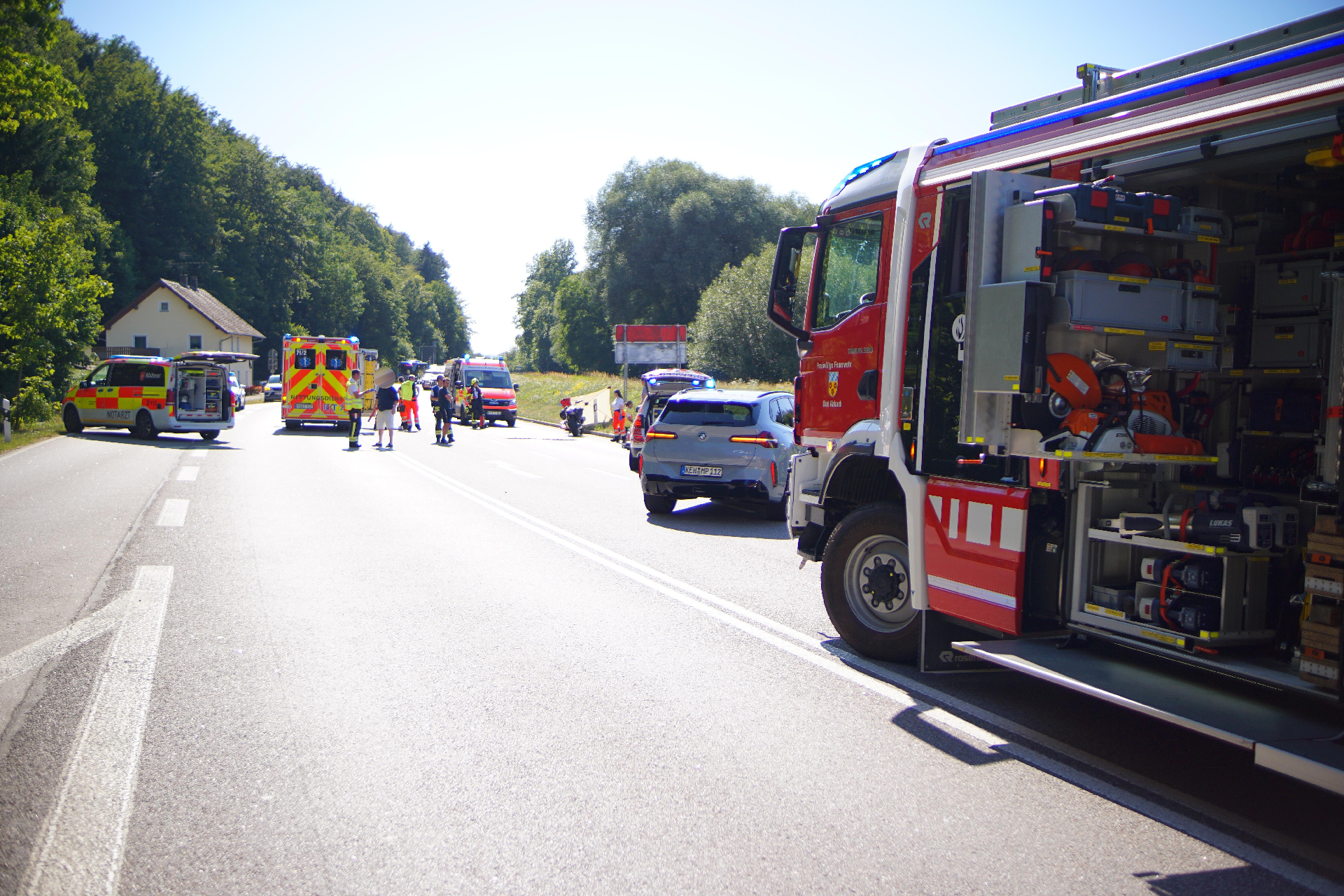 Einsatzfoto Verkehrsunfall mit Motorrad
